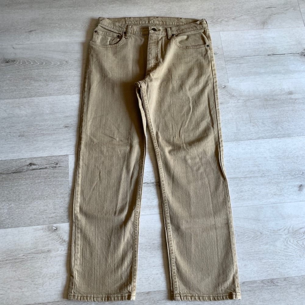 Wrangler Regular Fit Khaki‎ Tan Denim Jeans Mens 34x29 9WRGAKH Stretch Cotton